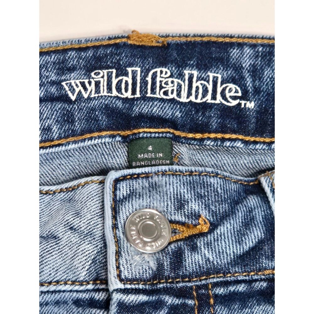 Wild Fable Denim Mini Skirt | Women's Size 4 | Blue Distressed Raw Hem - Picture 3 of 7